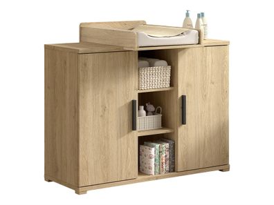 Wickelkommode Keelia Eiche mit Türen Regal Aufsatz