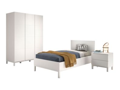 Kinderzimmer Set Keely Kiefer weiß Einzelbett Nachtkonsole Schrank