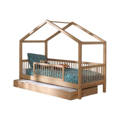 Hausbett Kelci 90x200 Bettschublade Absturzschutz Buche massiv natur