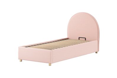 Polsterbett Karlotta 90x200 mit Bettkasten Bouclé Stoff rosa
