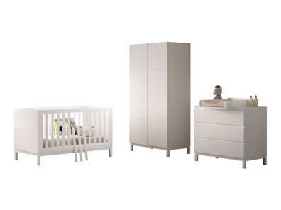 Babyzimmer Set Keely Kiefer weiß Baby-/Juniorbett Kommode Schrank
