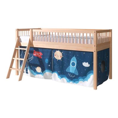Halbhohes Bett Kelci 90x200 Textilset Space Shuttle Buche Massivholz