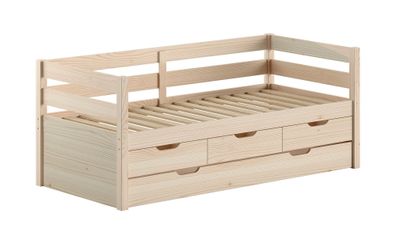 Kojenbett Kelda 90x200 mit Bettschublade Kiefer Massivholz Milky Pine