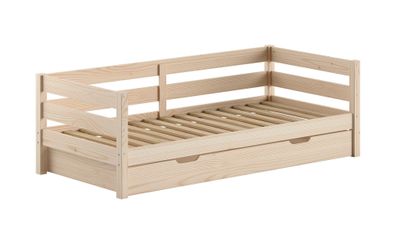 Kojenbett Kelda 90x200 mit Umrandung Kiefer Massivholz Milky Pine