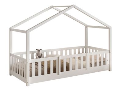 Hausbett Kapua 90x200 mit Rausfallschutz Kiefer Massivholz weiß