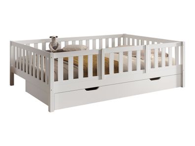 Tagesbett Kapua 140x200 Bettschublade Rausfallschutz Kiefer weiß