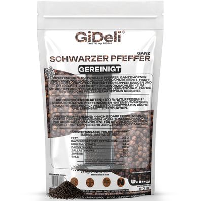 Schwarzer Pfeffer 100g Ganz Pfefferkörner Gewürz Kochen Natur Beilage GiDeli