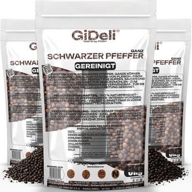 Schwarzer Pfeffer 15kg Ganz Pfefferkörner Gewürz Kochen Natur Beilage GiDeli