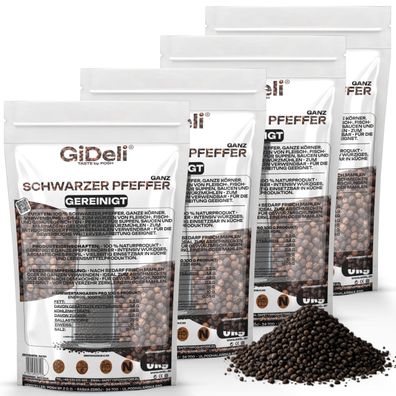 Schwarzer Pfeffer 20kg Ganz Pfefferkörner Gewürz Kochen Natur Beilage GiDeli