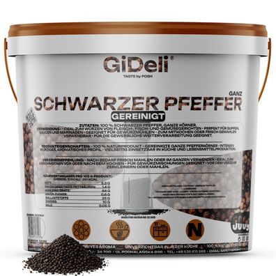 Schwarzer Pfeffer 500g Ganz Pfefferkörner Gewürz Kochen Natur Beilage GiDeli