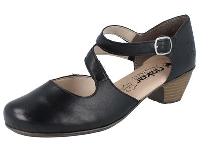 RIEKER Damen Riemchenpumps schwarz Glattleder