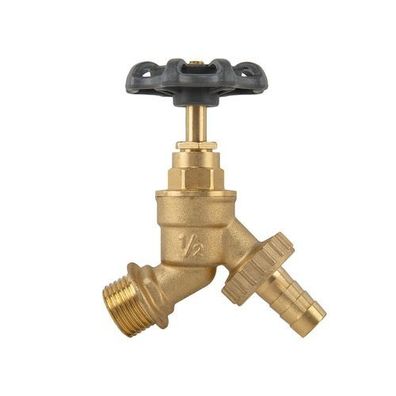 Gartenwasserhahn mit Ventil AG 1/2" x AG 3/4" und 13mm Schlauchanschluss ROUND HANDLE