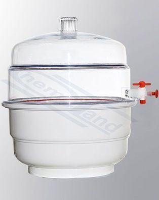 Exsikkator aus Polypropylen und Polycarbonat 300 mm mit Rohr
