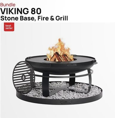 SET: Feuerschale VIKING 80 cm inkl. Grillplatte 78 cm mit 4 Griffen, Grillrost 37