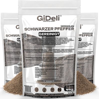 Schwarzer Pfeffer Gemahlen 15kg Pulver Gewürz Kochen Natur Beilage Aroma GiDeli