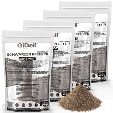 Schwarzer Pfeffer Gemahlen 20kg Pulver Gewürz Kochen Natur Beilage Aroma GiDeli