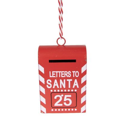 Clayre & Eef Weihnachtsanhänger Briefkasten 5x3x8 cm Rot Metall (Gr. 5x3x8 cm)