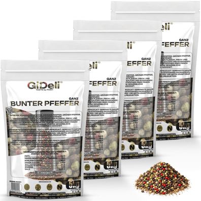 Bunter Pfeffer 20kg Ganz Pfefferkörner Mühle Gewürz Pfeffermischung Natur GiDeli