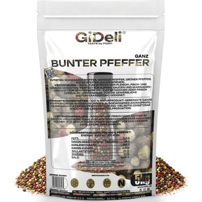 Bunter Pfeffer 5kg Ganz Pfefferkörner Mühle Gewürz Pfeffermischung Natur GiDeli