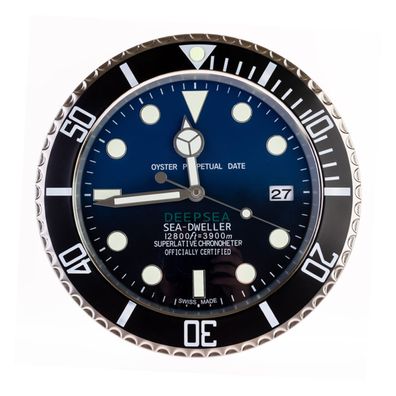 Wanduhr Deepsea Sea-Dweller Date Oyster Perpetual Navy Schwarz 34cm Taucheruhr