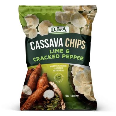 DJ&A Cassava Chips Lime & Cracked Pepper 100 g