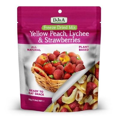 DJ&A Freeze Dried Mix Yellow Peach, Lychee & Strawberries 35 g