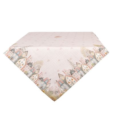 Clayre & Eef Tischdecke 100x100 cm Beige Baumwolle (Gr. 100x100 cm)