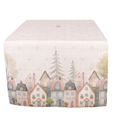 Clayre & Eef Tischläufer 50x140 cm Beige Baumwolle (Gr. 50x140 cm)