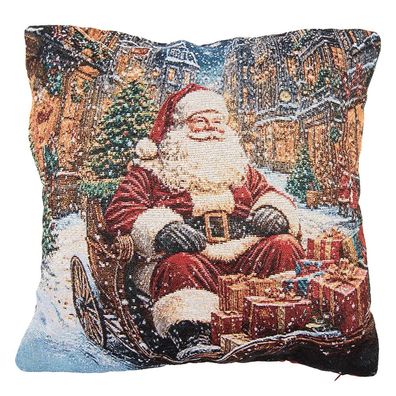 Clayre & Eef Dekokissen 44x44 cm Blau Polyester (Gr. 44x44x4 cm)