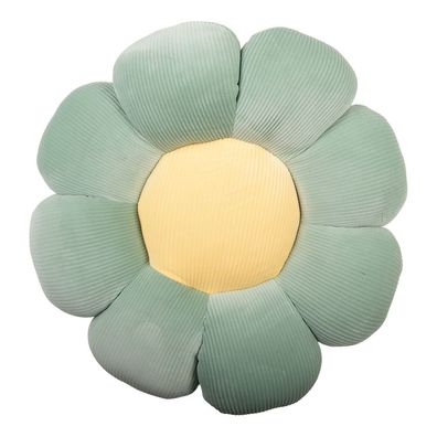 Clayre & Eef Dekokissen Blume Ø 40x6 cm Grün Polyester (Gr. Ø 40x6 cm)