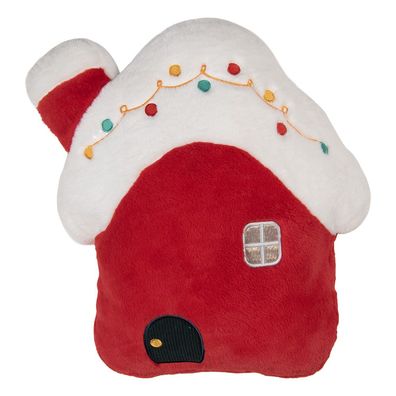 Clayre & Eef Dekokissen Haus 40x8x40 cm Rot Polyester (Gr. 40x8x40 cm)