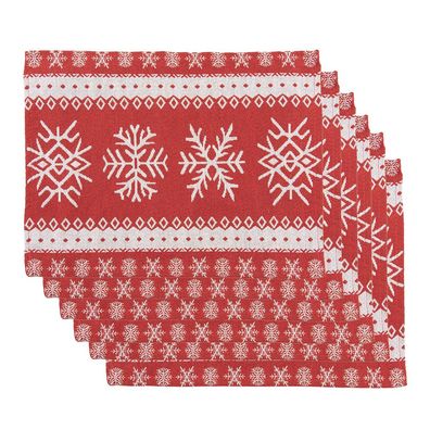 Clayre & Eef Tischsets 6er Set 33x45 cm Rot Polyester (Gr. (6) 33x45 cm)
