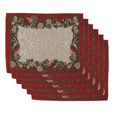 Clayre & Eef Tischsets 6er Set 33x45 cm Beige Polyester (Gr. (6) 33x45 cm)