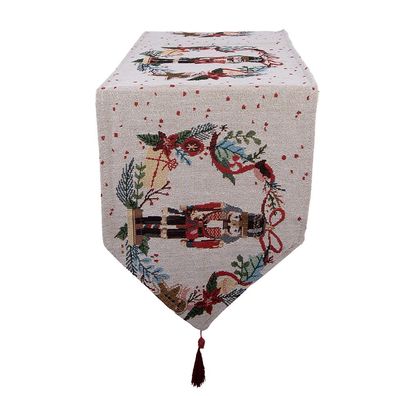 Clayre & Eef Tischläufer Weihnachten 33x180 cm Beige Polyester (Gr. 33x180 cm)