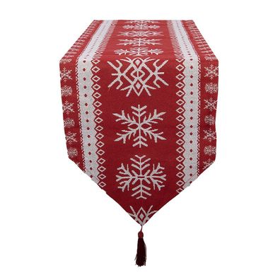 Clayre & Eef Tischläufer Weihnachten 33x180 cm Rot Polyester (Gr. 33x180 cm)