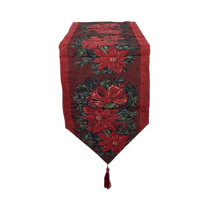 Clayre & Eef Tischläufer Weihnachten 33x180 cm Rot Polyester (Gr. 33x180 cm)