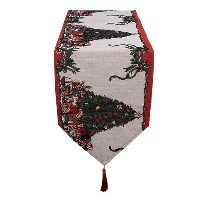 Clayre & Eef Tischläufer Weihnachten 33x180 cm Beige Polyester (Gr. 33x180 cm)
