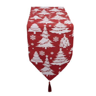 Clayre & Eef Tischläufer Weihnachten 33x180 cm Rot Polyester (Gr. 33x180 cm)