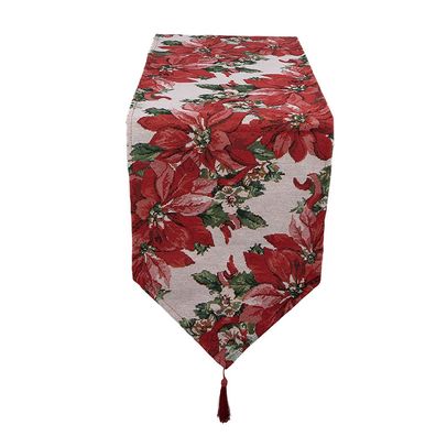 Clayre & Eef Tischläufer Weihnachten 33x180 cm Beige Polyester (Gr. 33x180 cm)
