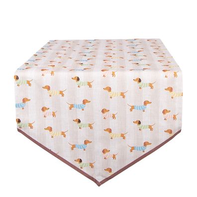Clayre & Eef Tischläufer 50x160 cm Beige Baumwolle (Gr. 50x160 cm)
