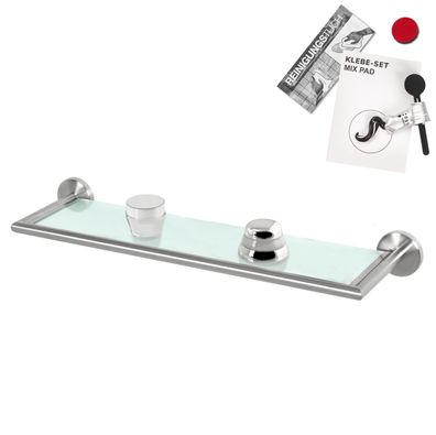 bremermann Bad-Serie PIAZZA - Glasablage inkl. Klebeset, aus Glas und Edelstahl