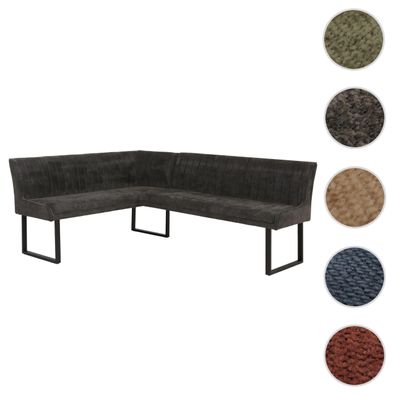 Eckbank HWC-O82, Esszimmerbank, Öko-Tex (310g/m²) Chenille Stoff Metall 159x210cm