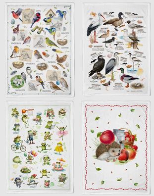 1 Geschirrtuch Vögel Frösche Igel Geschirrtücher Tuch Tiere Geschenkidee Vogel Frosch