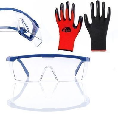 Rosfix Set Schutzbrille Klar + Arbeitshandschuhe L | EN166, Gr. 10, TPR