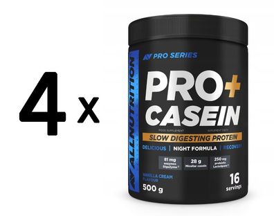 4 x Allnutrition Pro+Casein, Vanilla Cream - 500g