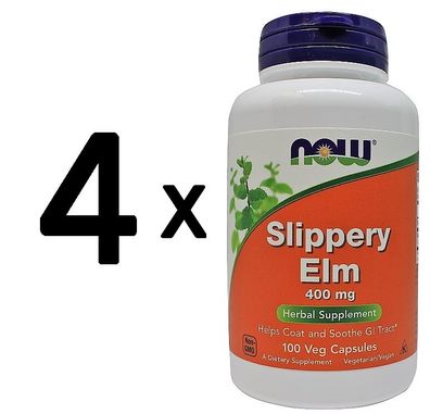 4 x NOW Foods Slippery Elm, 400mg - 100 caps