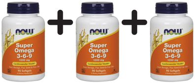 3 x NOW Foods Super Omega 3-6-9, 1200mg - 90 softgels