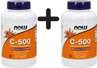 2 x NOW Foods Vitamin C-500 Calcium Ascorbate-C - 250 caps