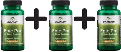 3 x Swanson Epic Pro 25-Strain Probiotic - 30 vcaps