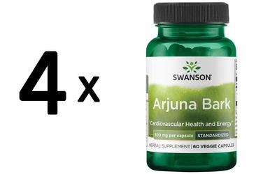4 x Swanson Arjuna, 500mg - 60 vcaps